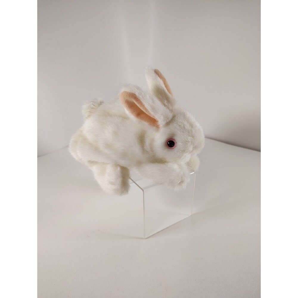 Folkmanis White Bunny Rabbit Pink Eyes and Ears Fuzzy Plush Hand Puppet Toy 7in